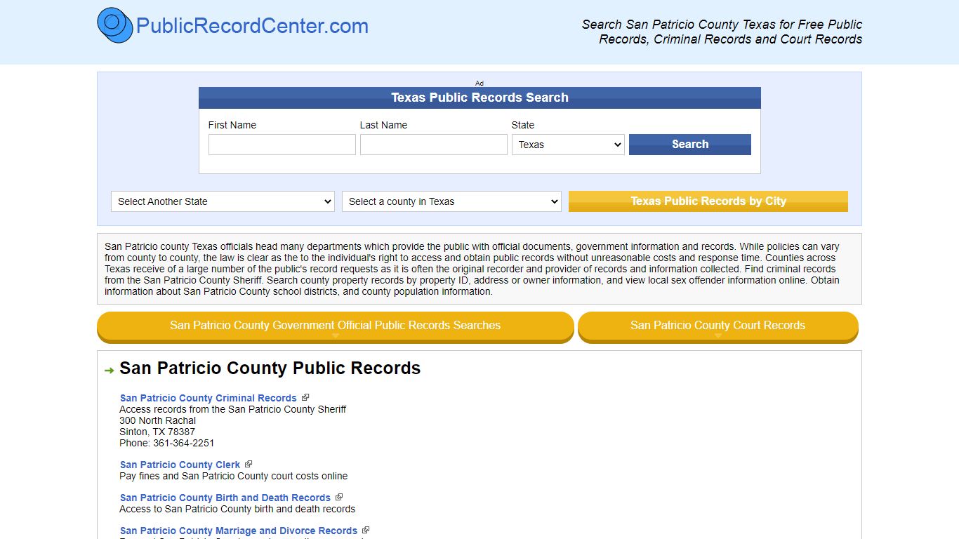 San Patricio County Texas Free Public Records - Court ...